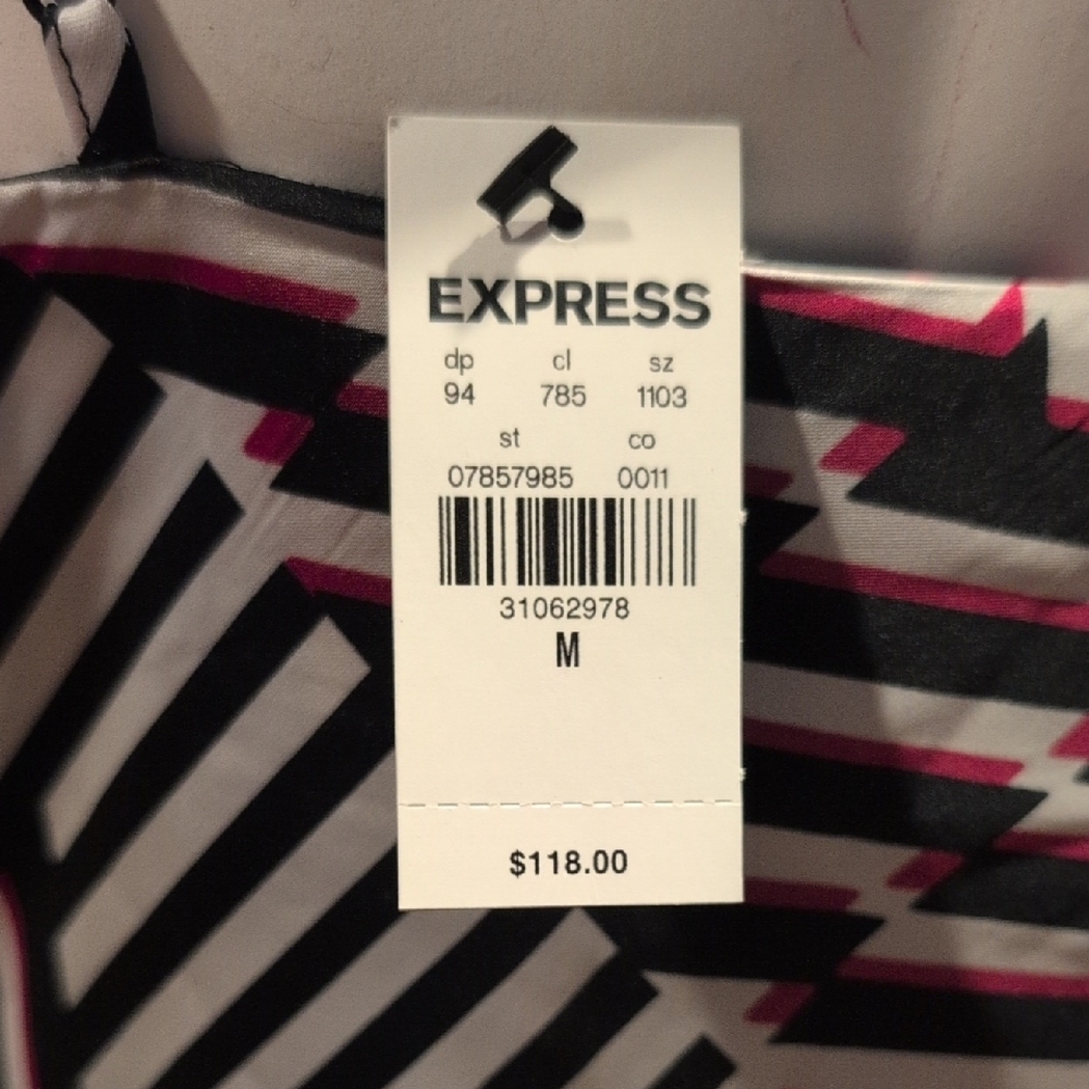 Express Strapless Dress with Geometric Pattern - Picture 2 of 4